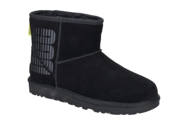 UGG CLASSIC MINI UGG SIDE LOGO 1144057 BLK schwarz - Winterstiefel f?r Damen