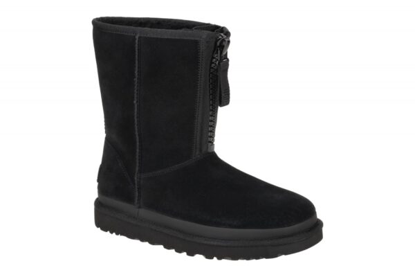 UGG CLASSIC SHORT ZIPPER TAPE LOGO 1144035 BLK schwarz - Winterstiefel f?r Damen