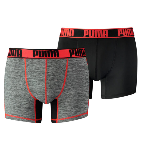 2 er Pack Puma Herren Active Grizzly Melange Boxer Shorts Unterwäsche Sport