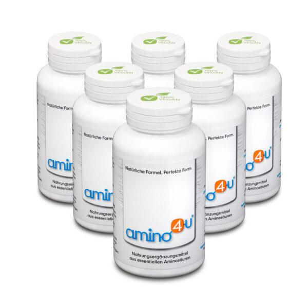 Amino4U Set Sparpaket alle 8 essentiellen Aminosäuren Muskelaufbau 6 x 120g Dose