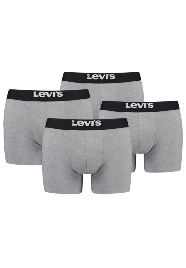 Levi's Solid Herren Boxershorts Unterwäsche aus Bio-Baumwolle im 4er Pack