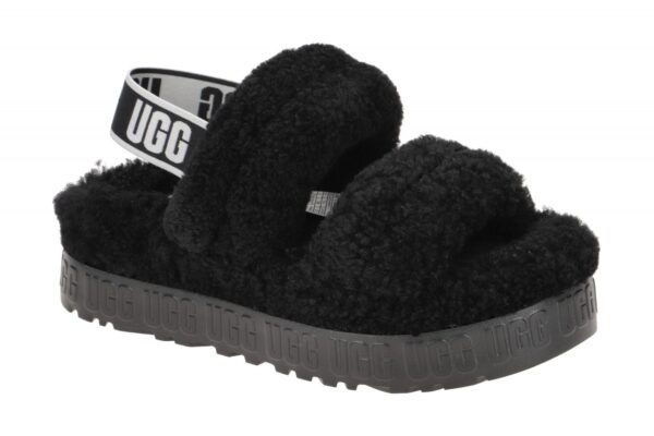 UGG OH FLUFFITA 1120876 BLK schwarz - Riemchen Sandale f?r Damen