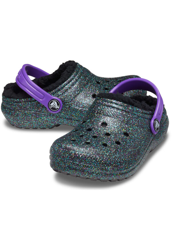 Crocs Classic Glitter Lined Clog K Kinder Gefüttert Hausschuh Pantoffel 205937-9...