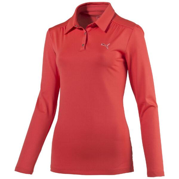 Puma W Sport LS PoloShirt Longsleeve Damen Golf Dry Cell rot