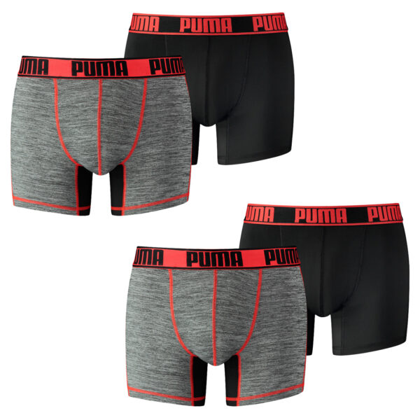 4 er Pack Puma Herren Active Grizzly Melange Boxer Shorts Unterwäsche Sport