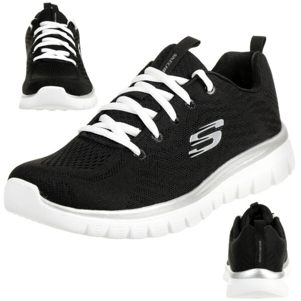 Skechers Sport Womens GRACEFUL GET CONNECTED WIDE FIT Sneakers Damen Schuhe Schw...