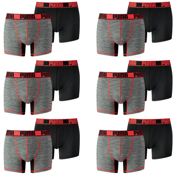 12 er Pack Puma Herren Active Grizzly Melange Boxer Shorts Unterwäsche Sport