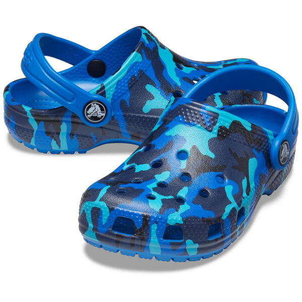 Crocs Classic Printed Clog K Kinder Clog Roomy Fit 205813 blau