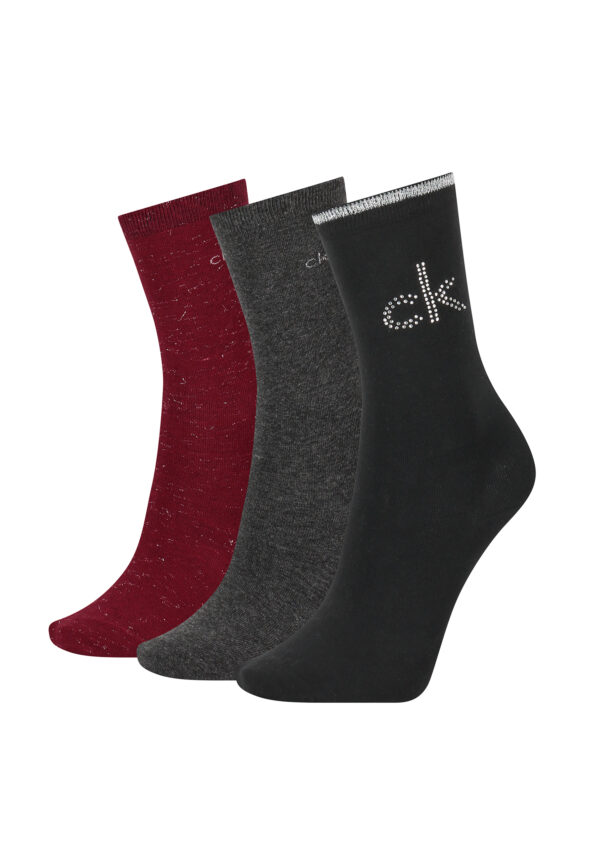 3 Paar Calvin Klein Combed Cotton Crew Socken Damen Geschenkbox Gr. 37-41