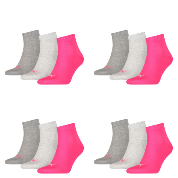 12 Paar Puma Unisex Quarter Socken Sneaker Gr. 35 - 49  für Damen Herren Füßling...