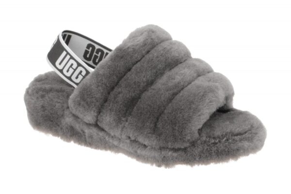 UGG FLUFF YEAH SLIDE 1095119 CHRC dunkel-grau - Riemchen Sandale f?r Damen