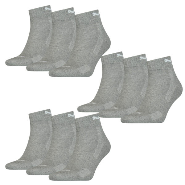 9 Paar Puma Quarter Socken mit Frottee-Sohle Gr. 35 - 46 Unisex Cushioned Kurzso...