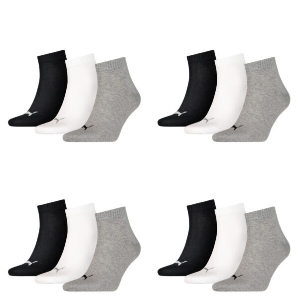 12 Paar Puma Unisex Quarter Socken Sneaker Gr. 35 - 49  für Damen Herren Füßling...