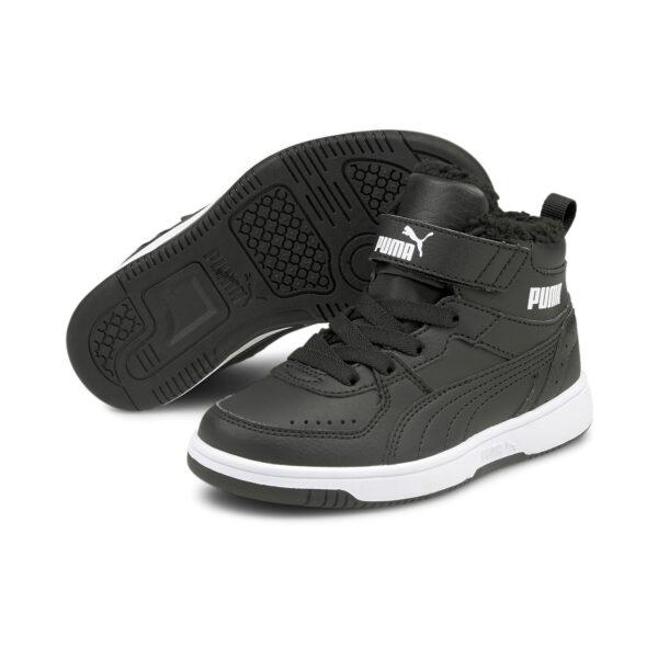 Puma Rebound Joy FUR Jr Unisex Kinder Sneaker gefüttert 375477 Schwarz