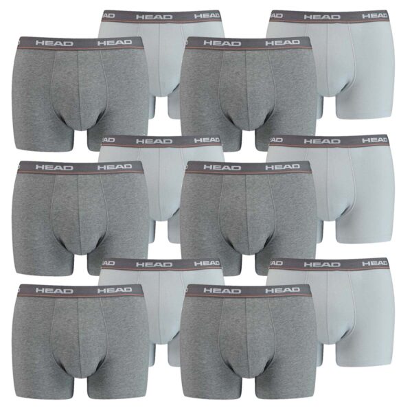 12 er Pack Head Herren Boxer Boxershorts Basic Pant Unterwäsche GRAU