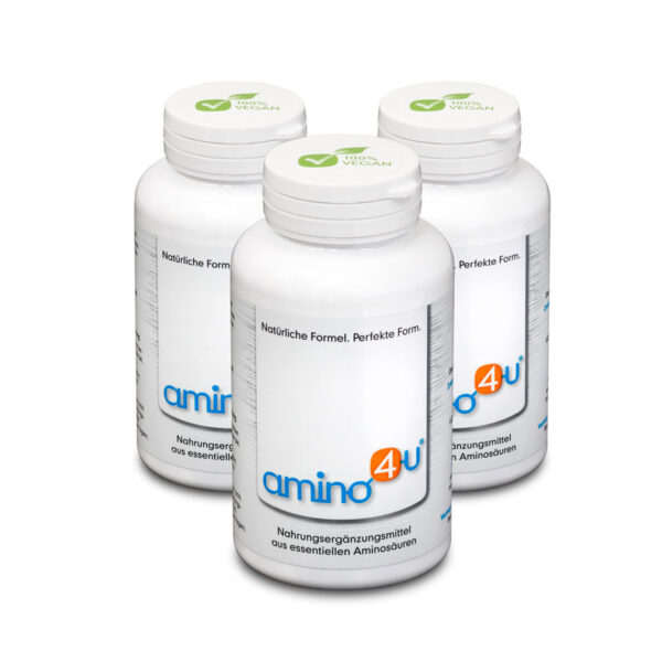 Amino4U Set Sparpaket alle 8 essentiellen Aminosäuren Muskelaufbau 3 x 120g Dose