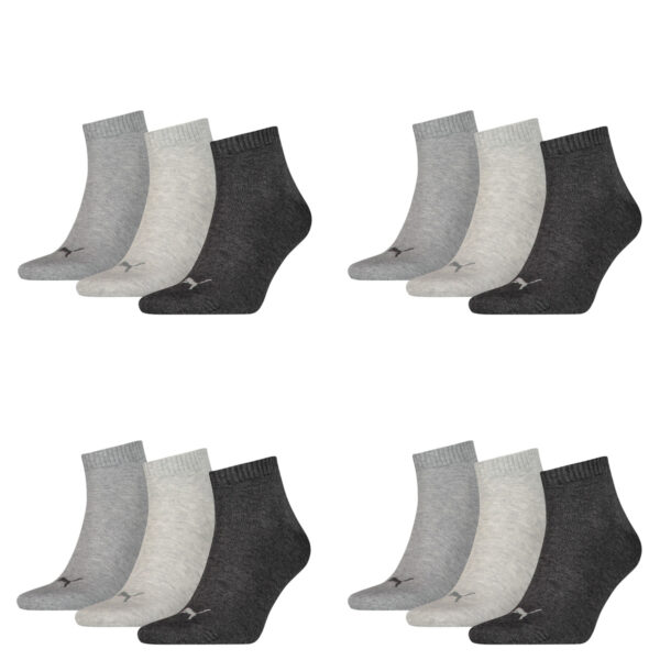 12 Paar Puma Unisex Quarter Socken Sneaker Gr. 35 - 49  für Damen Herren Füßling...