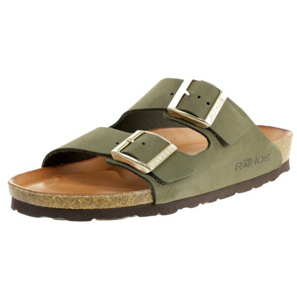 Rohde Alba Pantolette Damen Hausschuhe Leder Sandale  5650 61 Olive