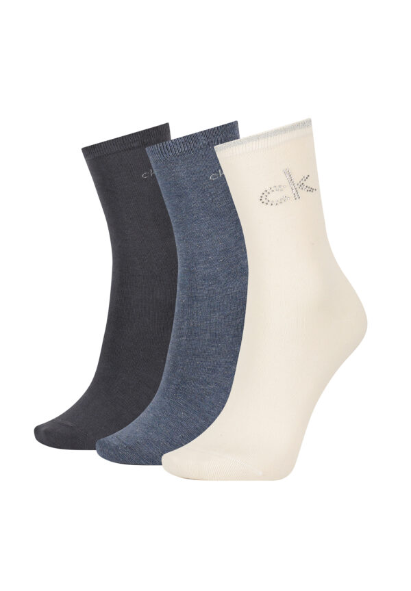 3 Paar Calvin Klein Combed Cotton Crew Socken Damen Geschenkbox Gr. 37-41