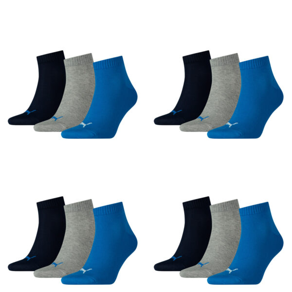 12 Paar Puma Unisex Quarter Socken Sneaker Gr. 35 - 49  für Damen Herren Füßling...