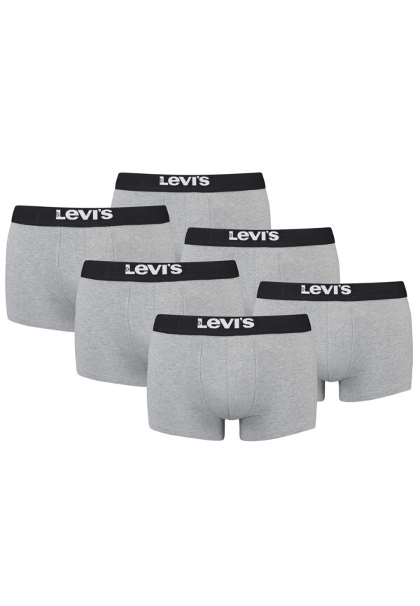 Levi's Solid Basic Herren Boxershorts Unterwäsche aus Bio-Baumwolle im 6er Pack