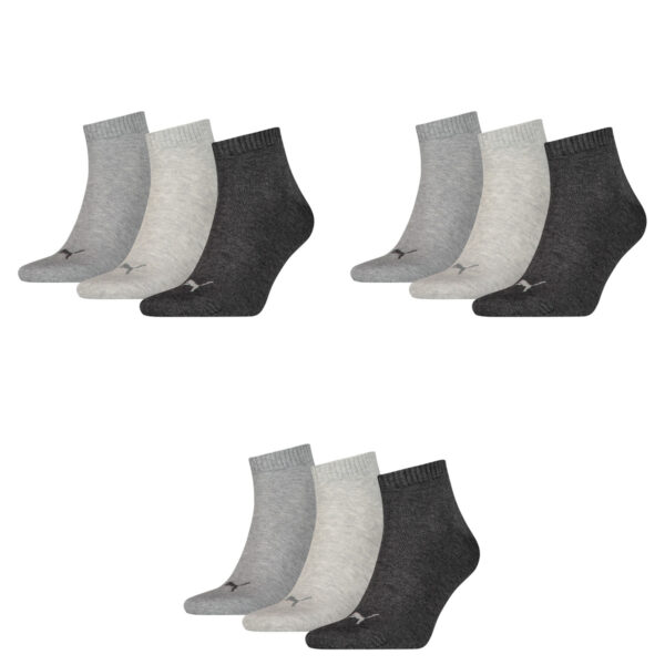 9 Paar Puma Unisex Quarter Socken Sneaker Gr. 35 - 49  für Damen Herren Füßlinge