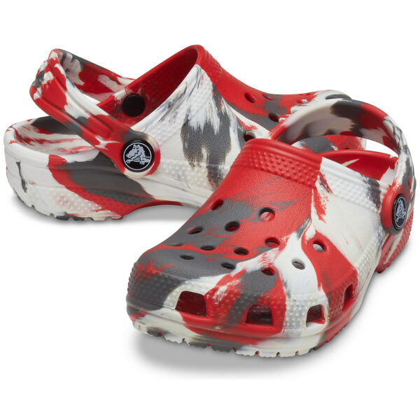 Crocs Classic Marbled Clog K Kinder Clog Roomy Fit 207002 flame/white