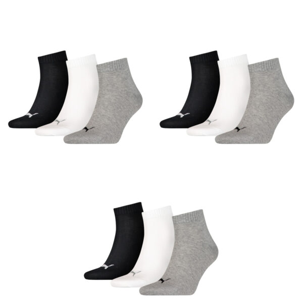 9 Paar Puma Unisex Quarter Socken Sneaker Gr. 35 - 49  für Damen Herren Füßlinge